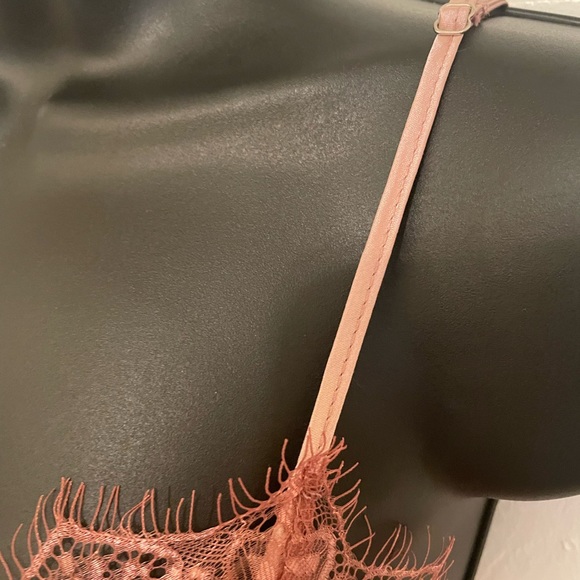 Honey Punch Crushed Velvet Top with Frayed Lace and Adjustable Straps, size S - Picture 8 of 11